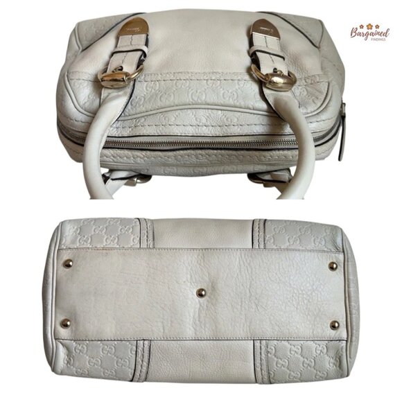 Authentic GUCCI Cream Leather Guccissima Signoria Medium Dome Satchel Bag - Picture 8 of 15